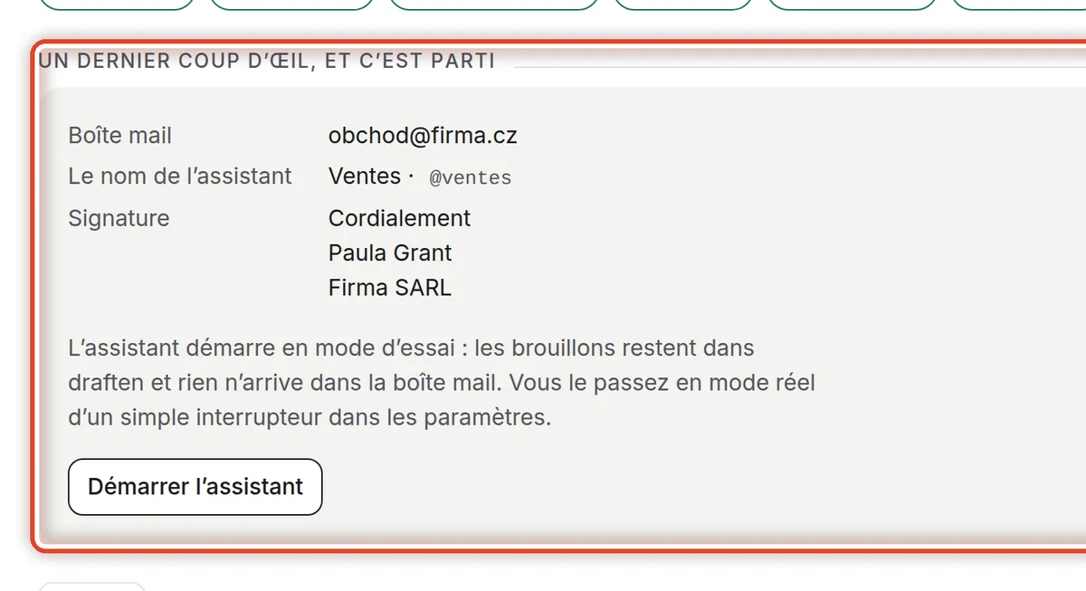 Gros plan – Démarrer l’assistant