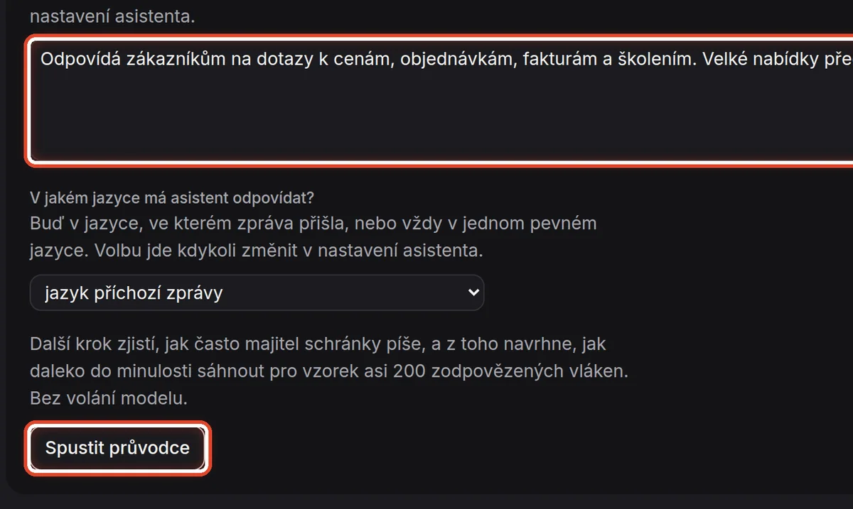 Detail — Řekněte, k čemu asistent slouží