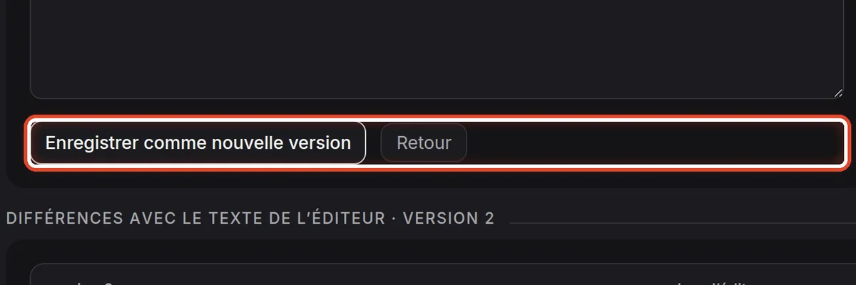 Gros plan – Enregistrer une nouvelle version