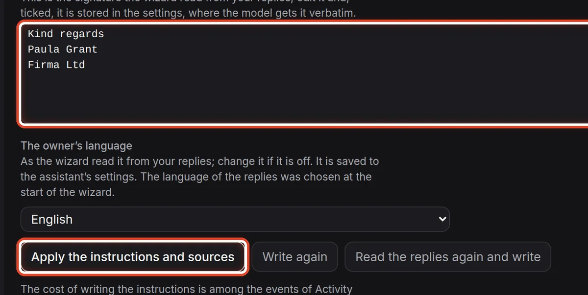 Close up — Apply the instructions and sources