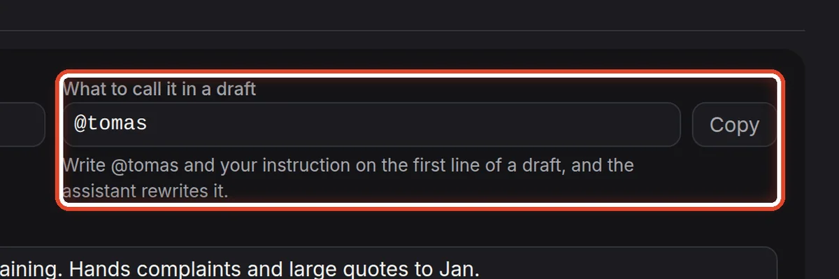 Close up — What to call it in a draft