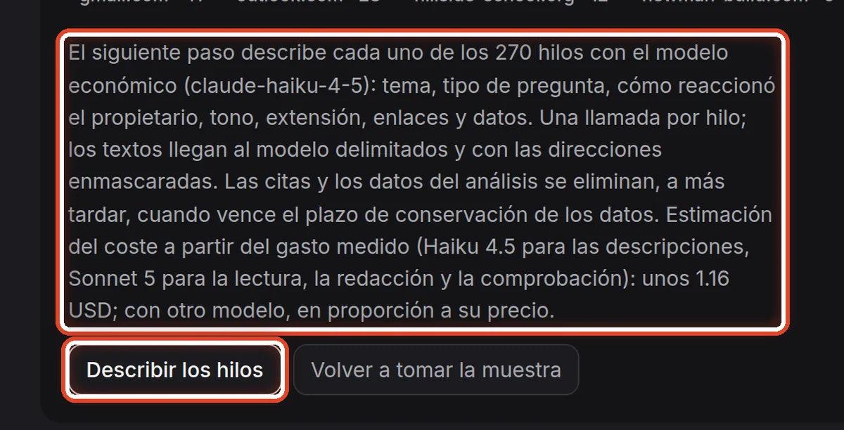 De cerca: Haga describir los hilos