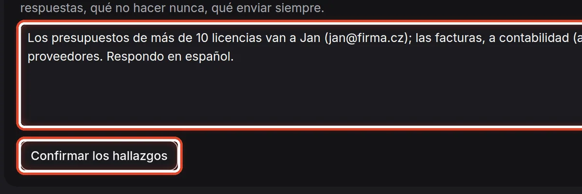 De cerca: Añada comentarios y confirme