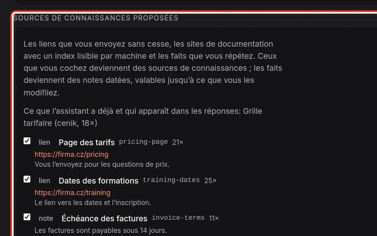 Gros plan – Choisir parmi les sources proposées