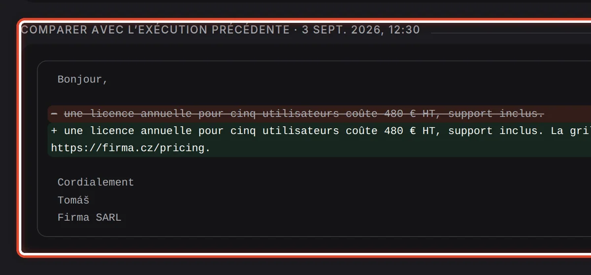 Gros plan – Comparer avec l’exécution précédente