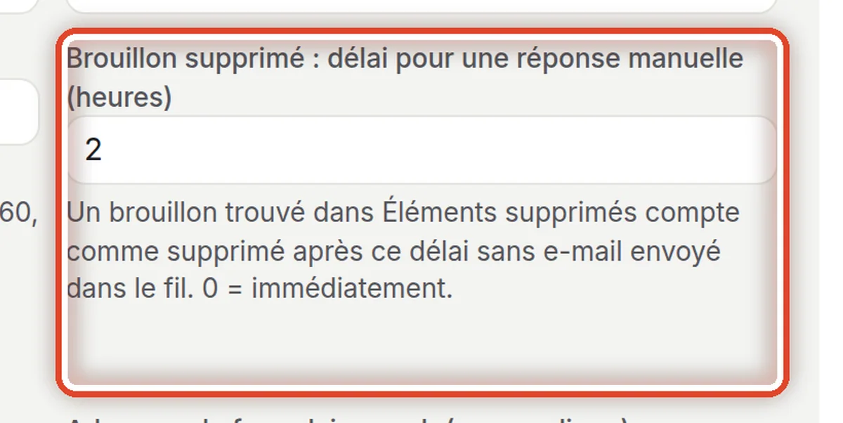 Gros plan – Brouillon supprimé