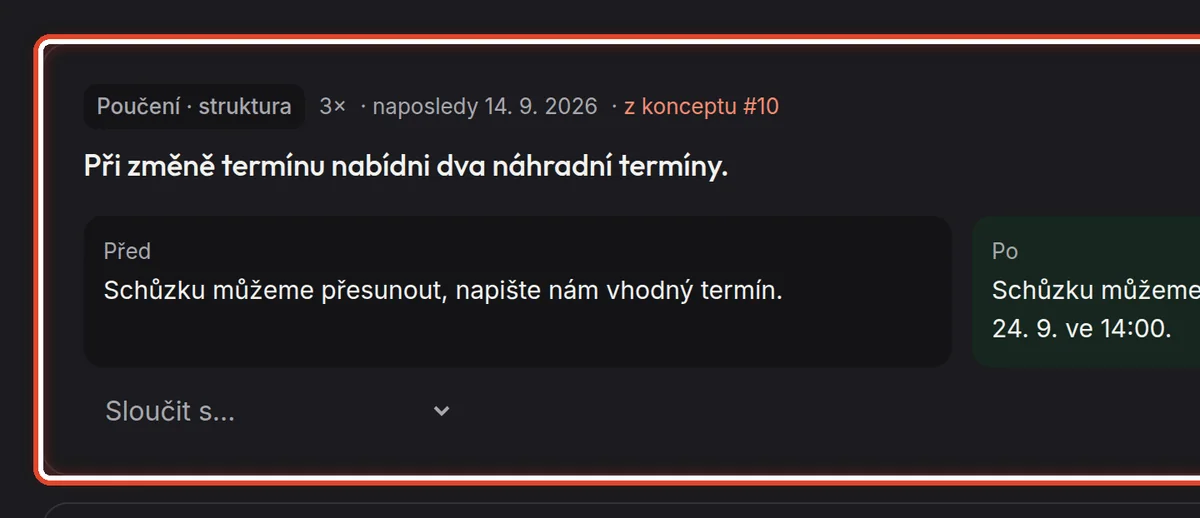 Detail — Návrh poučení