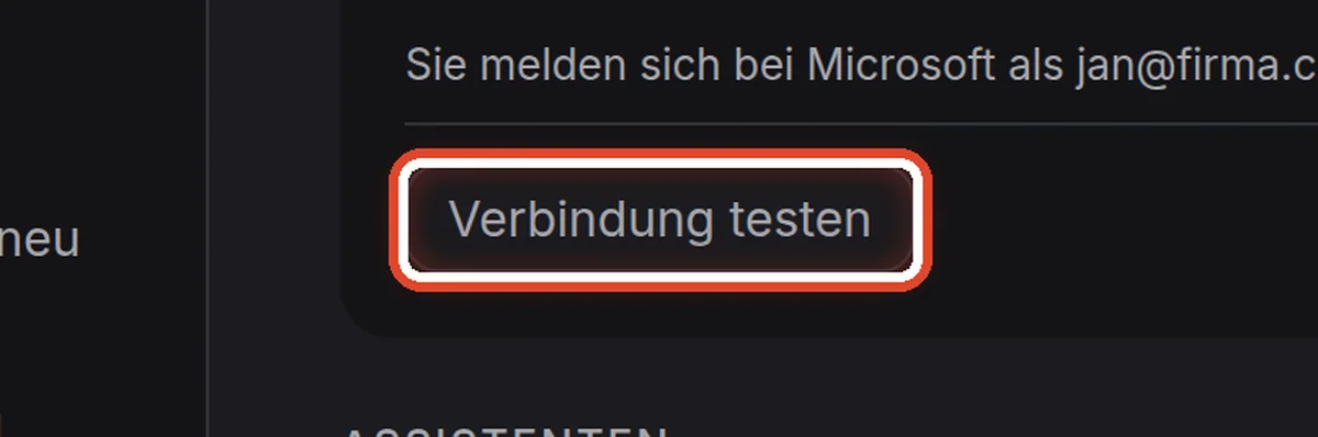 Nahaufnahme – Die Verbindung testen
