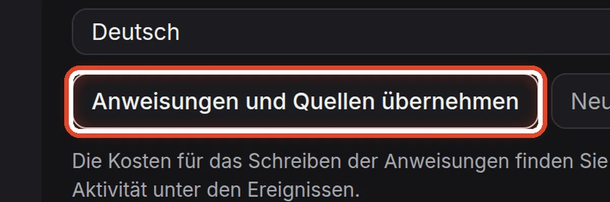 Nahaufnahme – Die neuen Anweisungen übernehmen