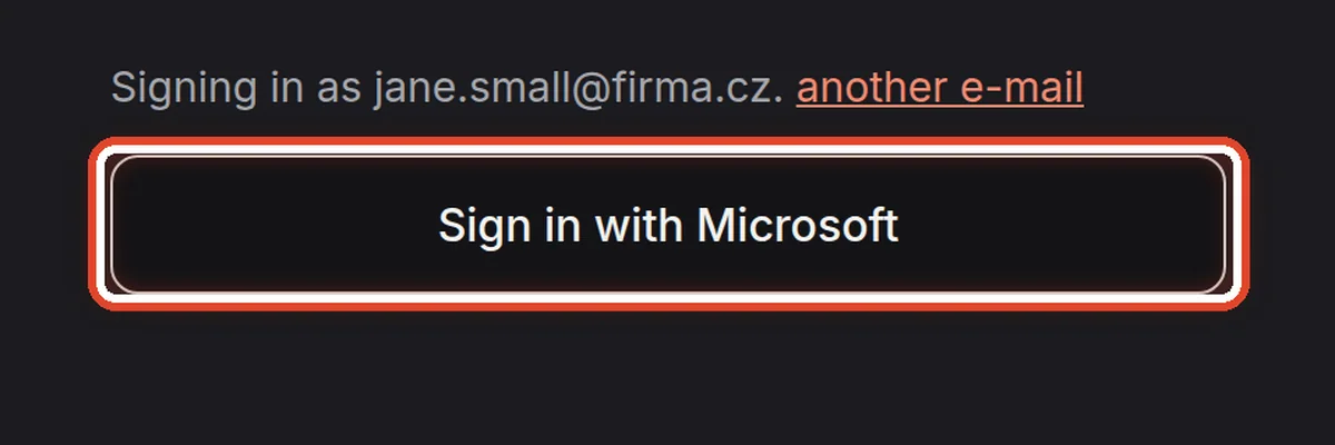 Close up — Sign in with your organisation's account