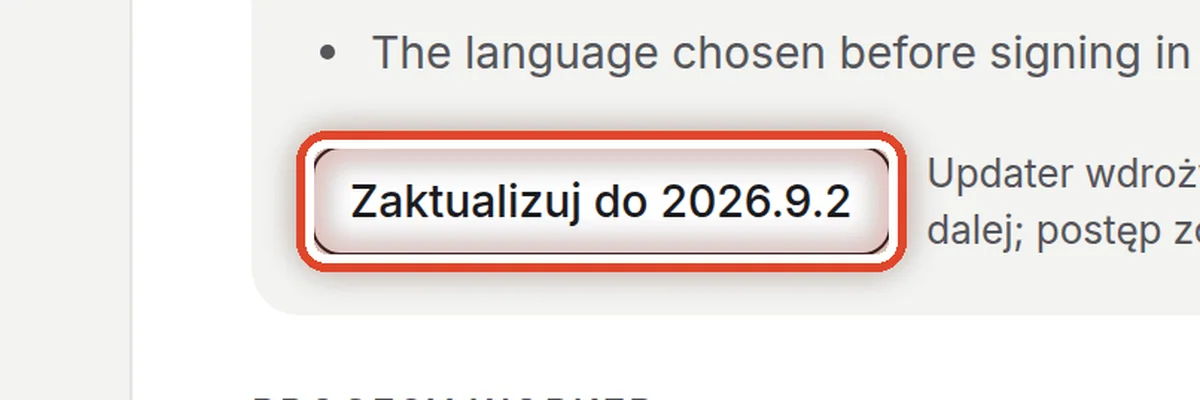 Zbliżenie – Uruchom aktualizację