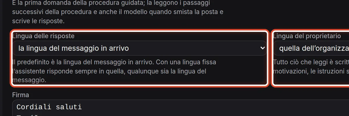 Da vicino – Lingua delle risposte e lingua del proprietario