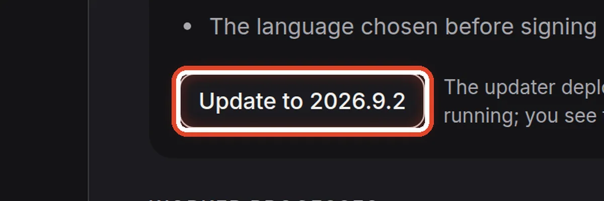 Close up — Start the update