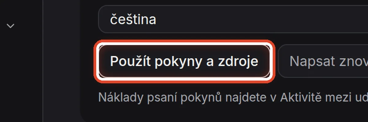 Detail — Použijte nové pokyny
