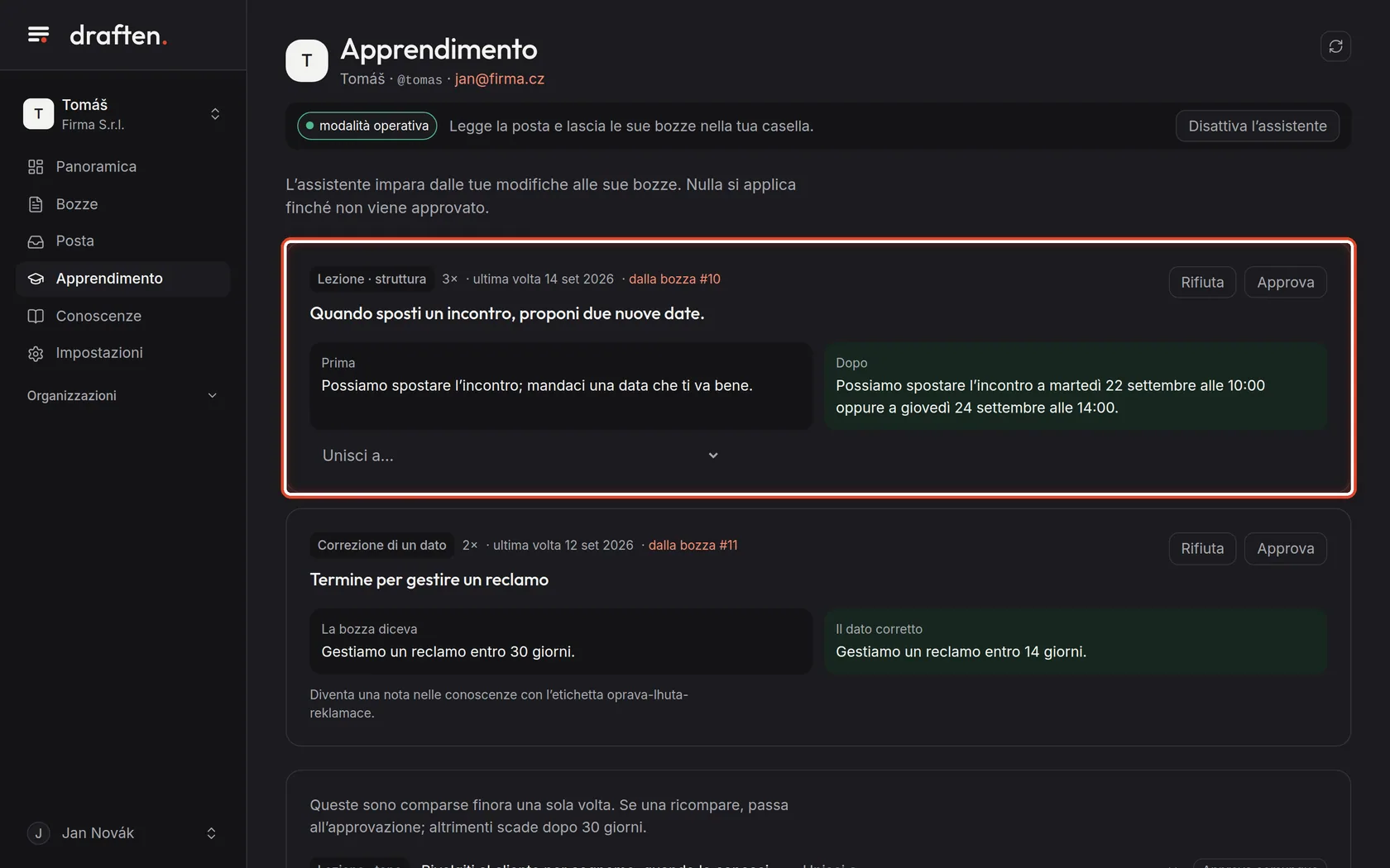 Screenshot del passo 1