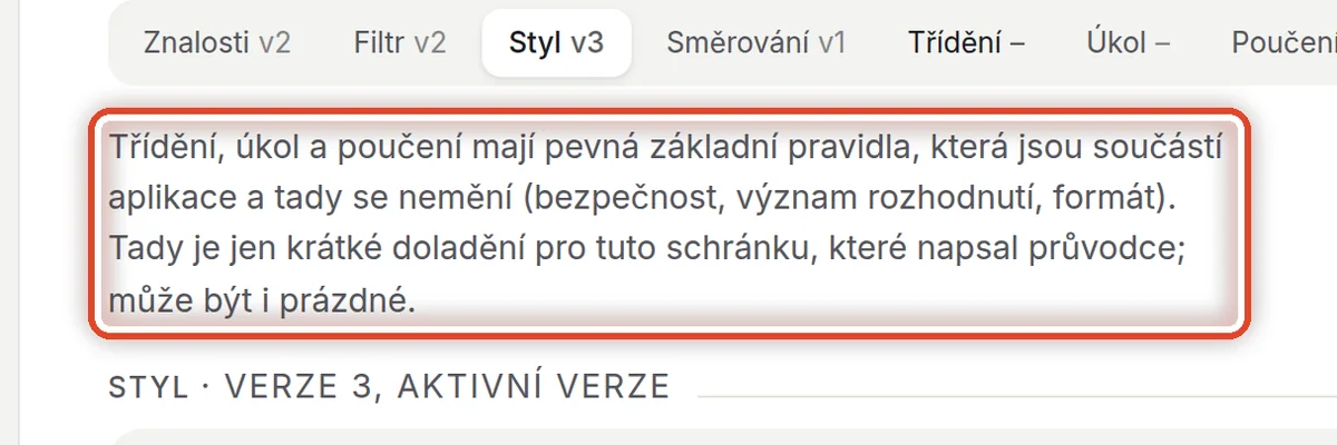 Detail — Pokročilé: doladění