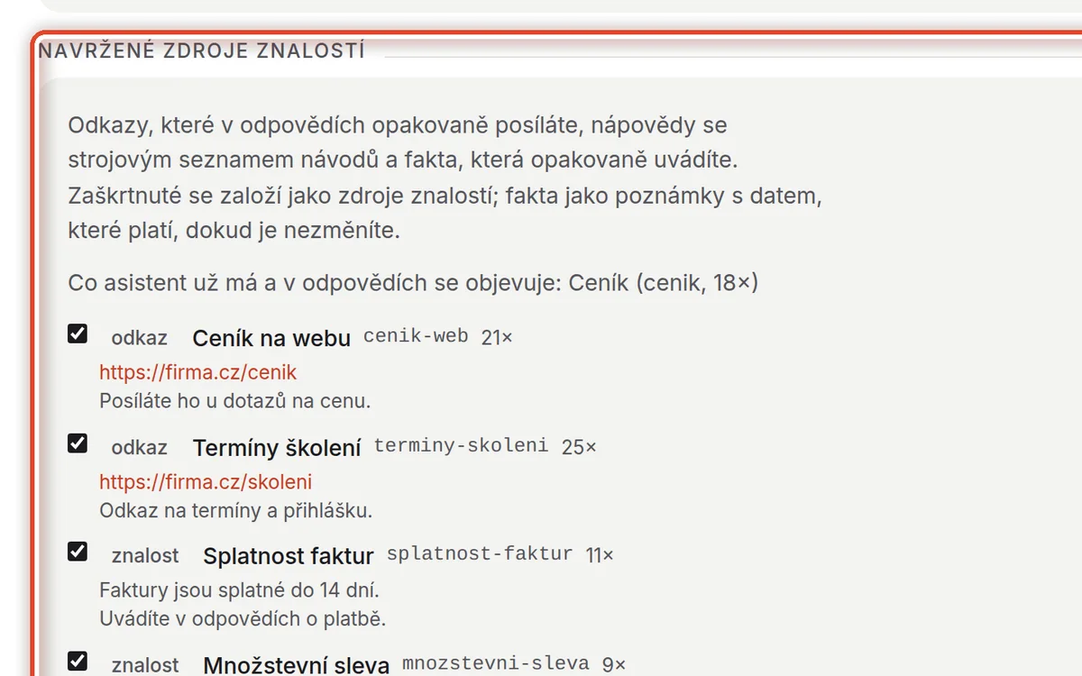 Detail — Vyberte navržené zdroje