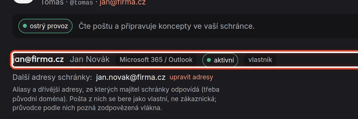 Detail — Schránka asistenta