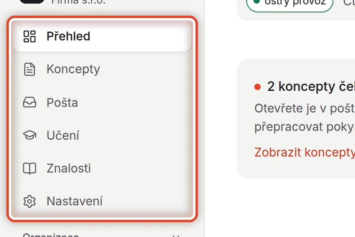 Detail — Šest částí asistenta