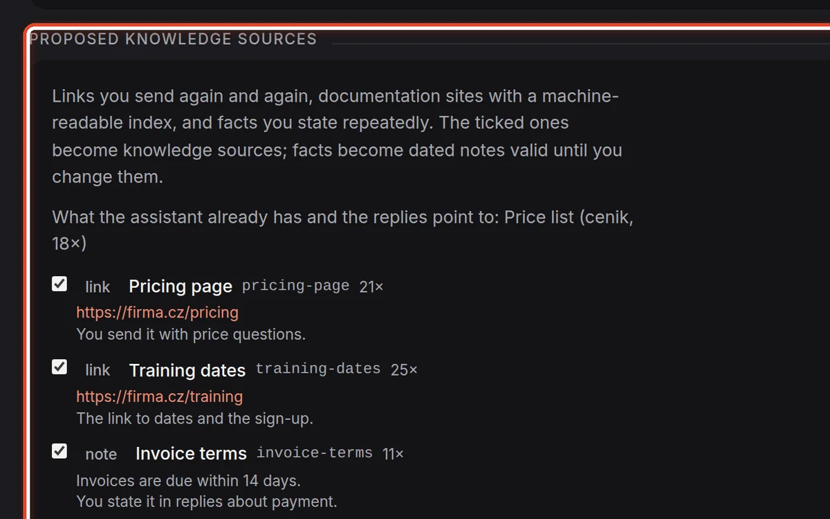 Close up — Pick the proposed sources