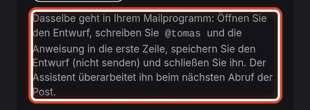 Nahaufnahme – Dasselbe aus Ihrem Mailprogramm