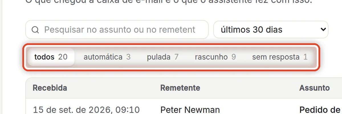 De perto – Escolha um status