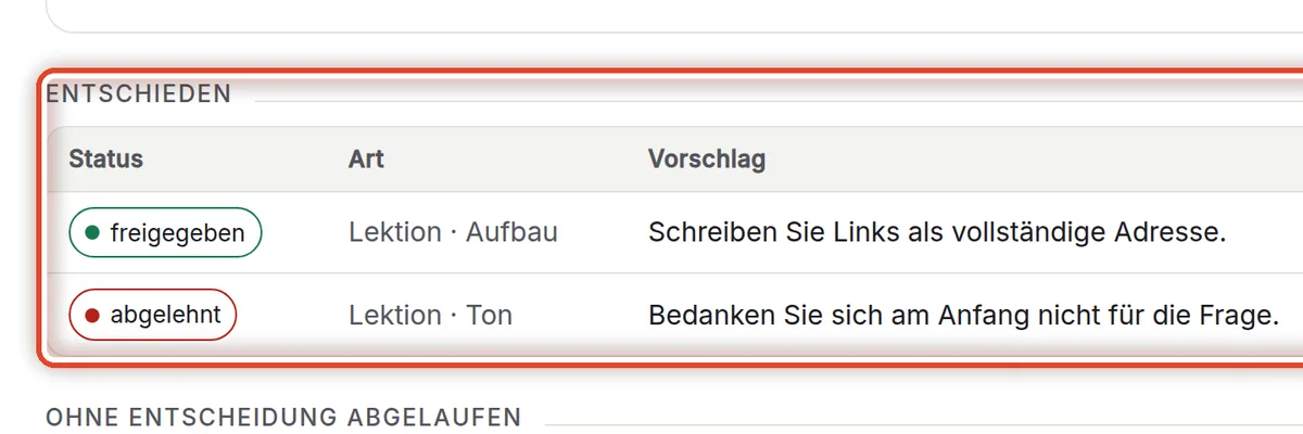 Nahaufnahme – Entschieden