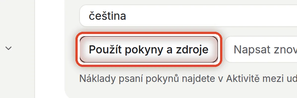 Detail — Použijte nové pokyny