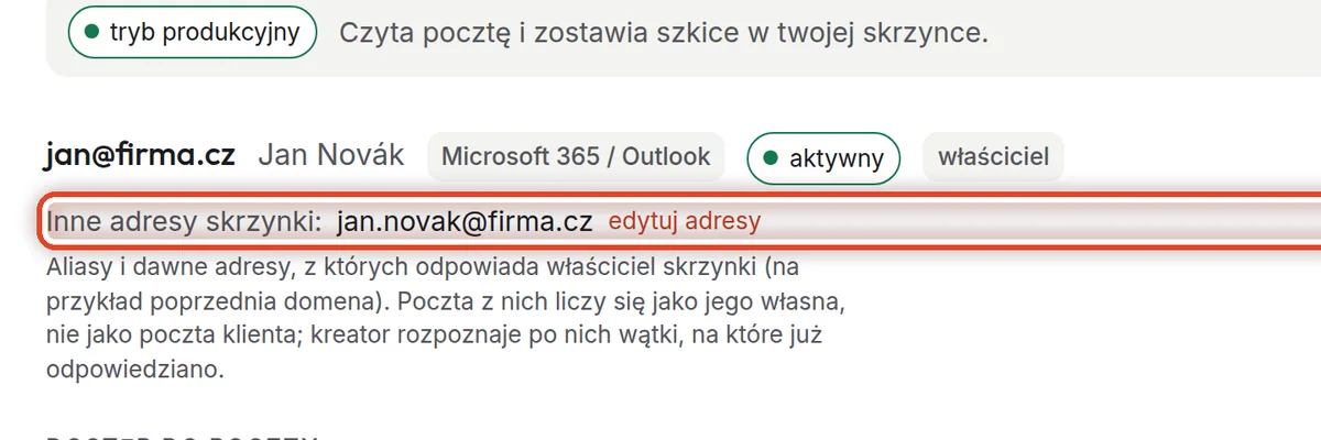 Zbliżenie – Inne adresy skrzynki