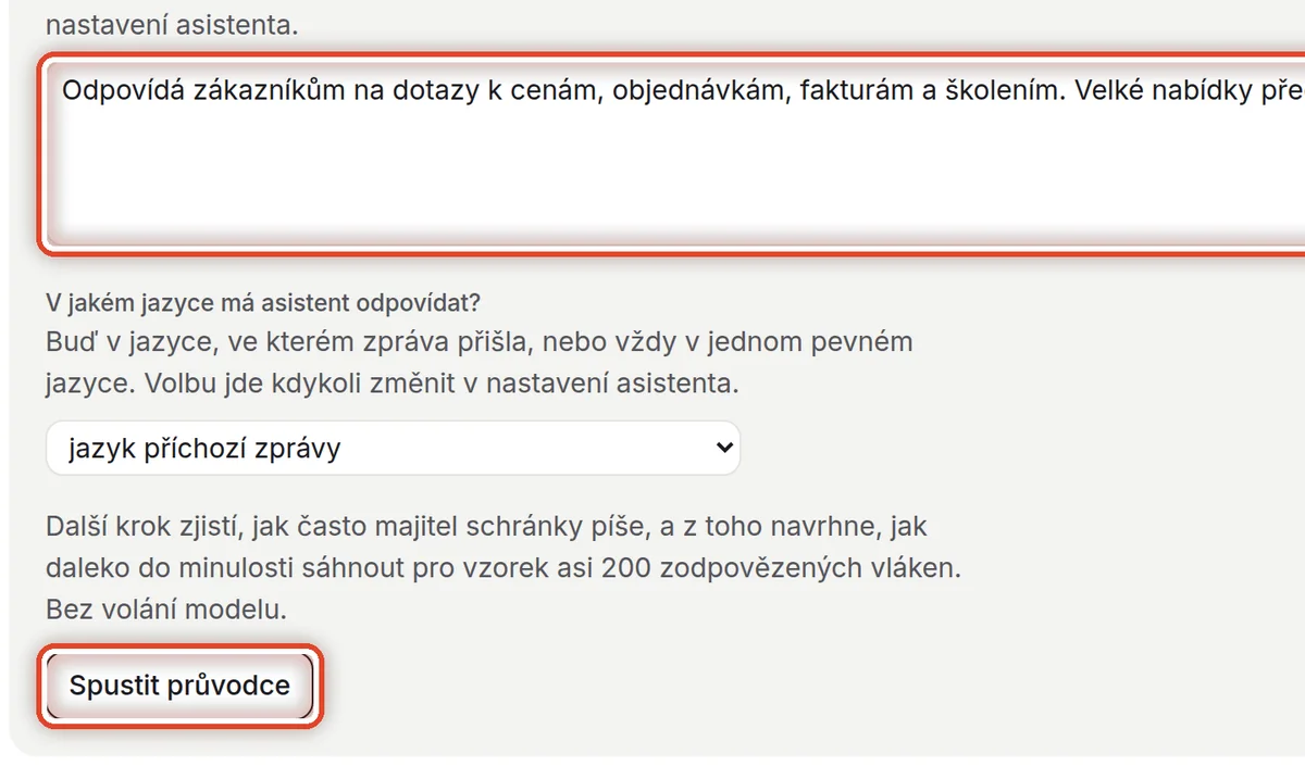 Detail — Řekněte, k čemu asistent slouží