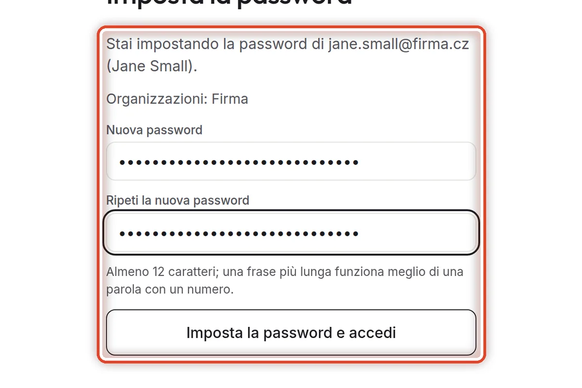 Da vicino – Imposta una nuova password