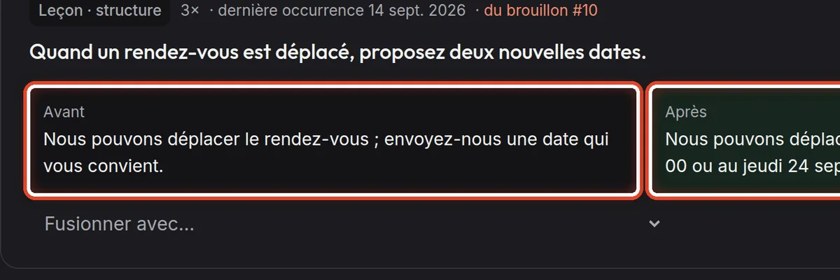 Gros plan – Avant et après