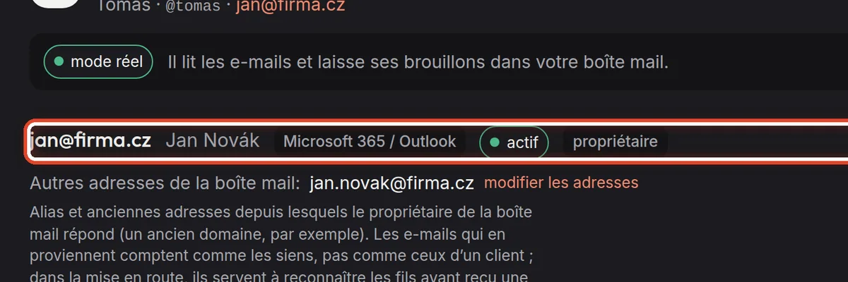 Gros plan – La boîte mail de l’assistant