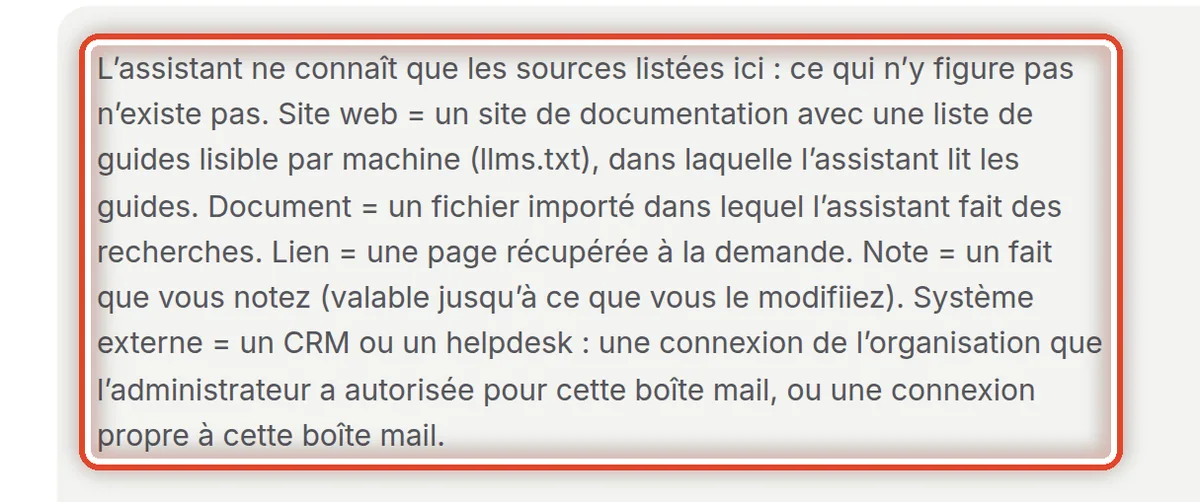 Gros plan – L’assistant ne connaît que ce qui est ici