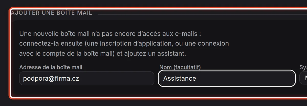 Gros plan – Ajouter une boîte mail