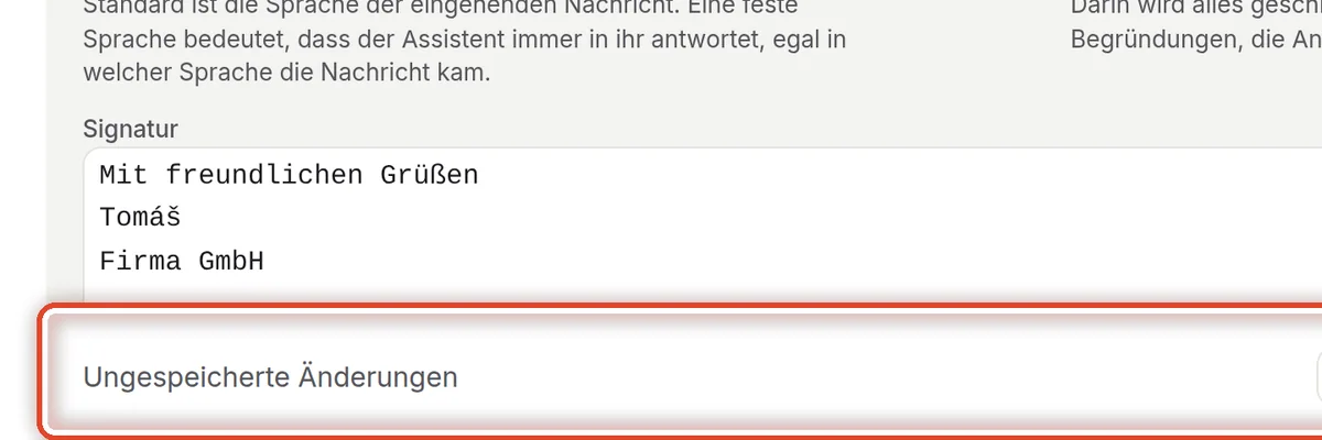 Nahaufnahme – Die Änderungen speichern