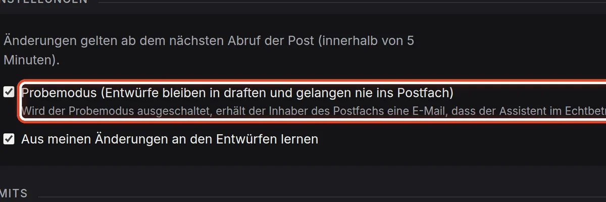 Nahaufnahme – Oder in den Einstellungen