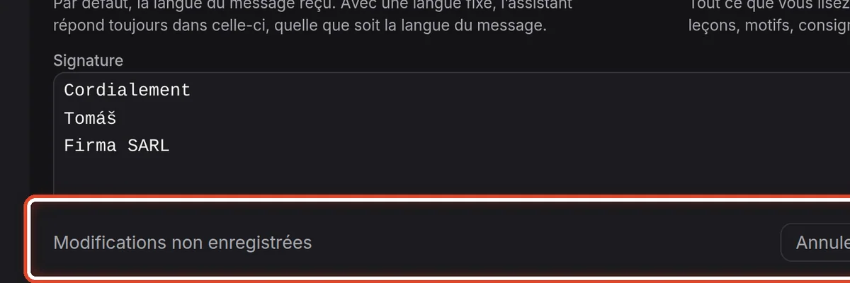 Gros plan – Enregistrer les modifications