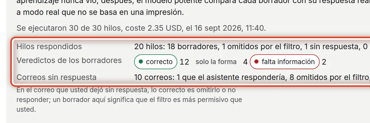 De cerca: Lea el resultado de la comprobación