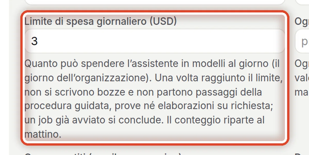 Da vicino – Limite di spesa giornaliero