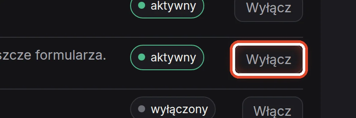 Zbliżenie – Wyłącz i włącz