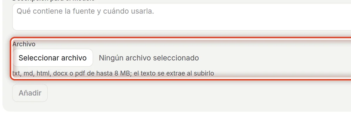 De cerca: Documento: subir un archivo