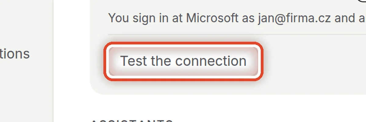 Close up — Test the connection
