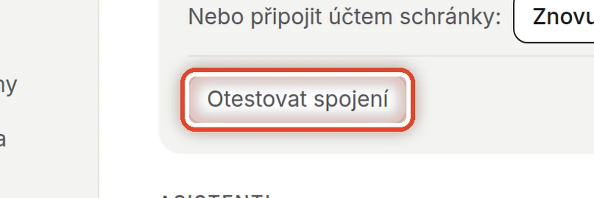 Detail — Otestujte spojení