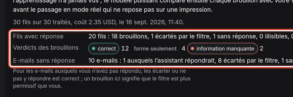 Gros plan – Lire le résultat de la vérification