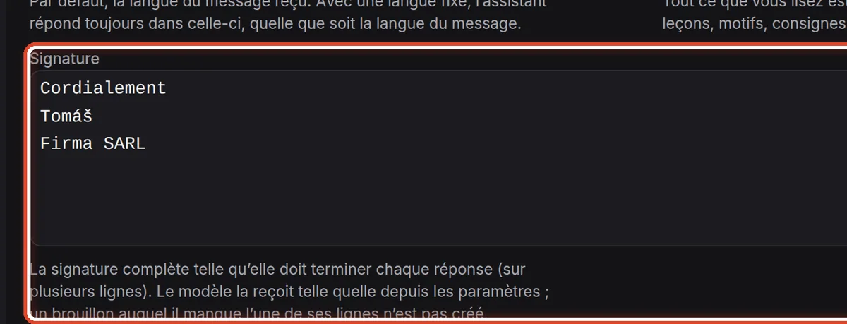 Gros plan – Signature