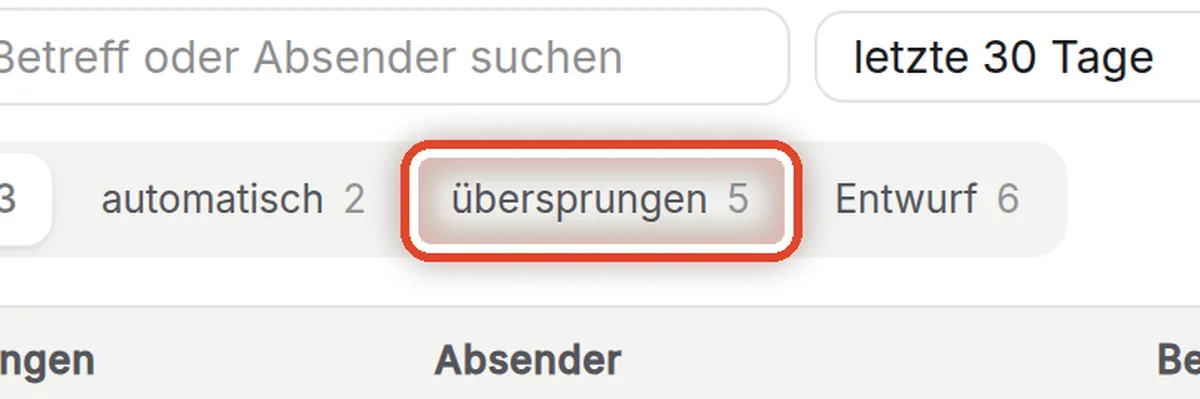 Nahaufnahme – Prüfen, was der Assistent übersprungen hat