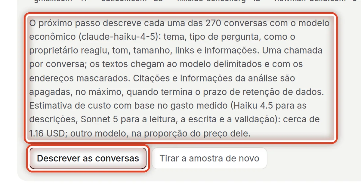 De perto – Mande descrever as conversas