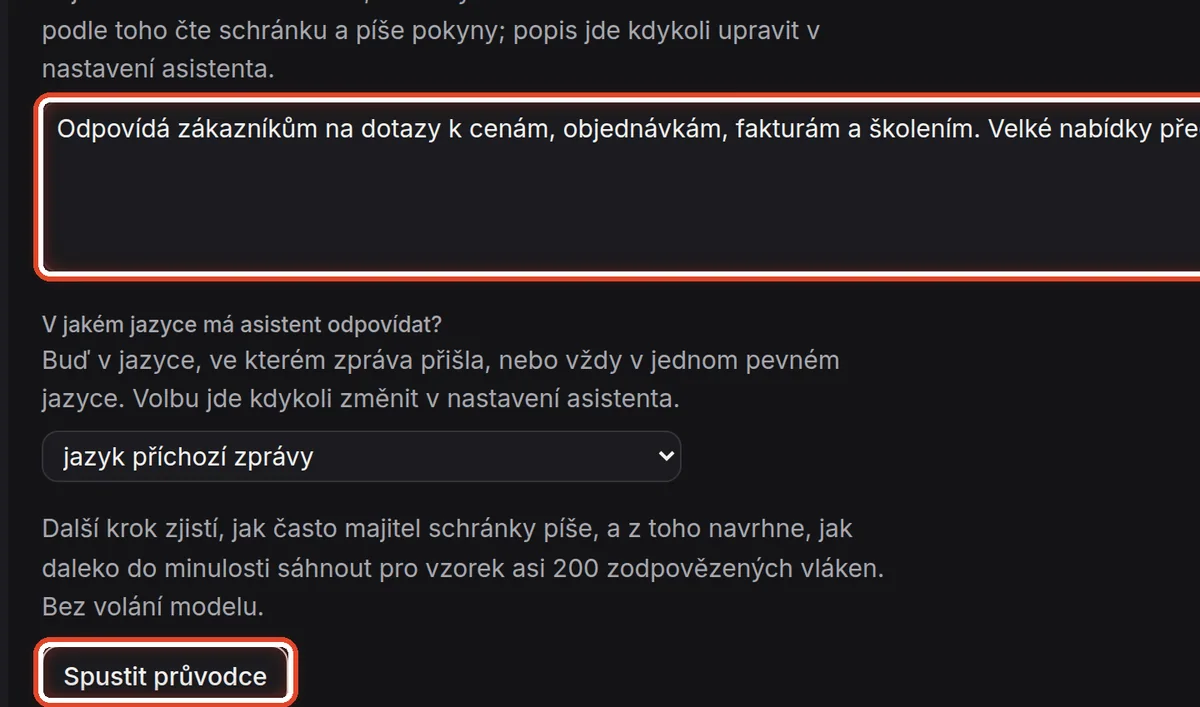 Detail — Řekněte, k čemu asistent slouží
