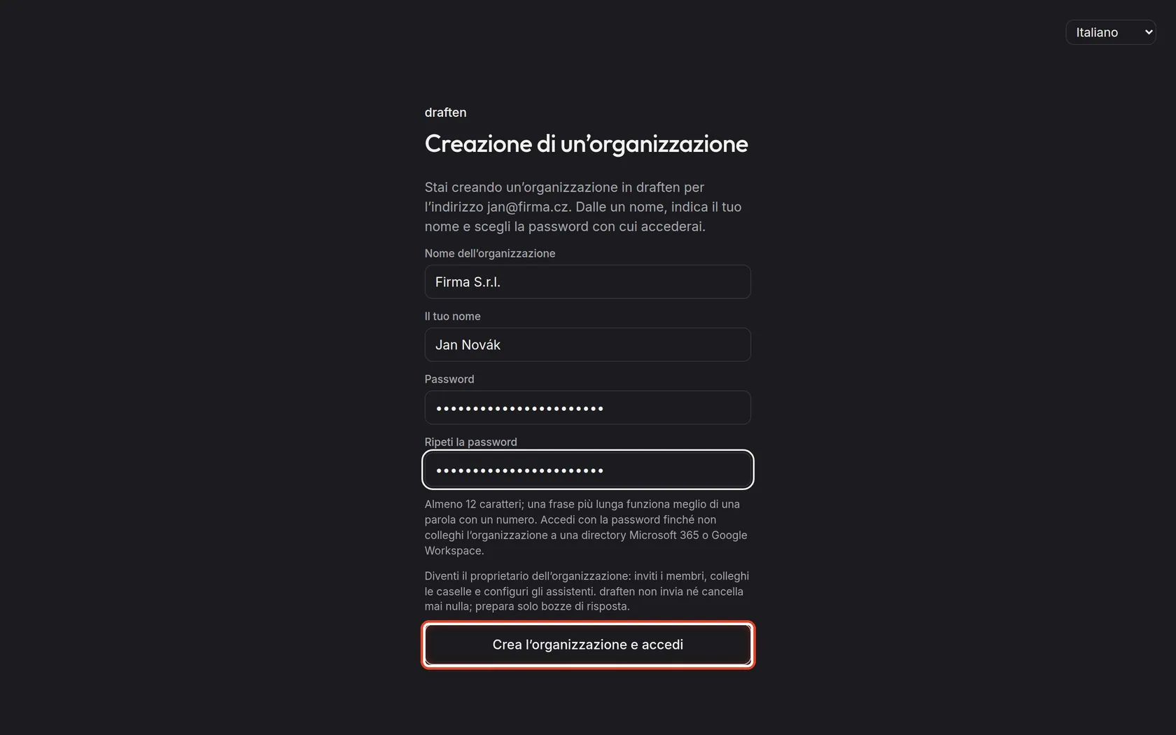 Screenshot del passo 3